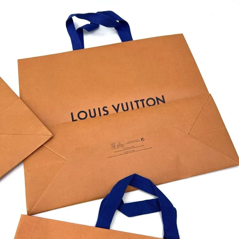 Louis Vuitton LOT Various Sizes Orange Gift Tote Bags & Card With Ribbon